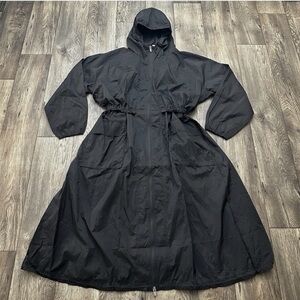 NWOT Athleta Black Hooded Longline Parka Rain Jacket